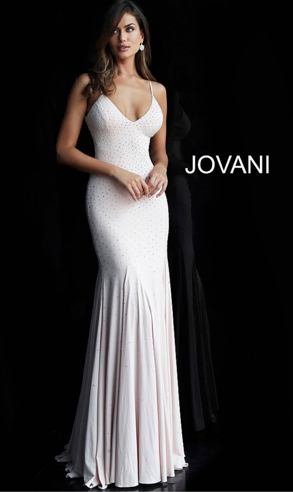 Jovani 08400 Metallic Embellished Hot Stone Bodycon Backless Corset V- –  Glass Slipper Formals